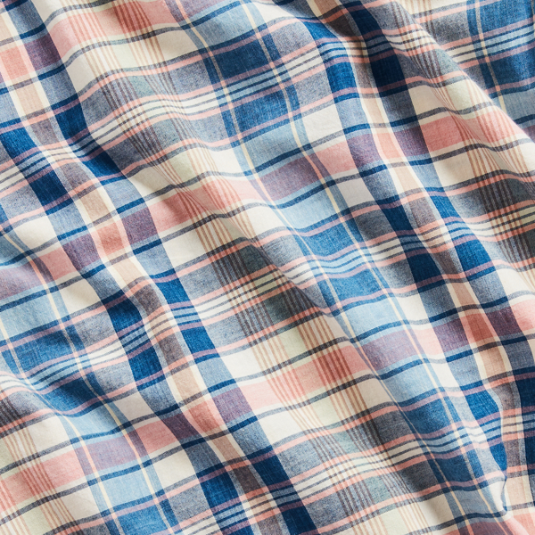 Cream/Multi Indigo Plaid Woven Camp Shirt RRL 3