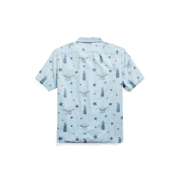 Indigo/Multi Indigo Star-Print Camp Shirt RRL 2