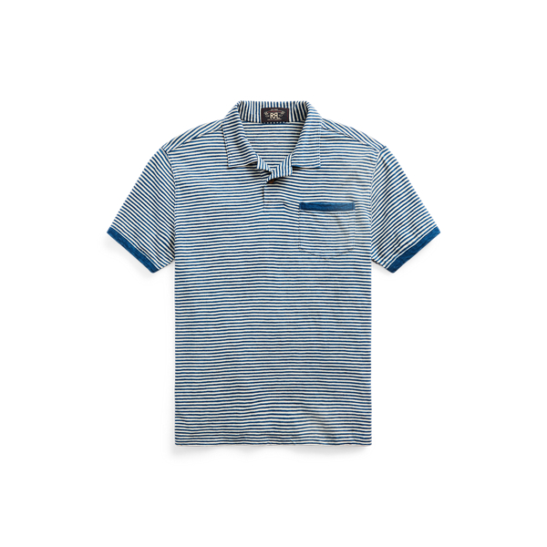 Indigo gestreept jersey polo shirt RRL in 1