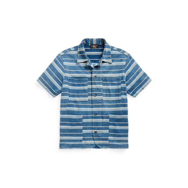 Indigo Striped Jersey Overshirt RRL em 1