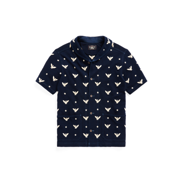 Embroidered Indigo Mesh Shirt RRL 1