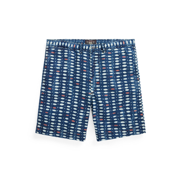 Indigo Fish-Print Seersucker Short RRL 1