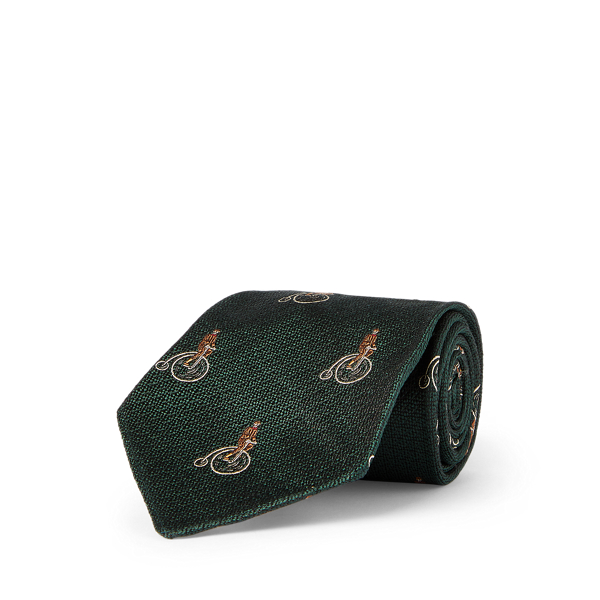 Dark Green Handmade Silk Jacquard Tie RRL 2
