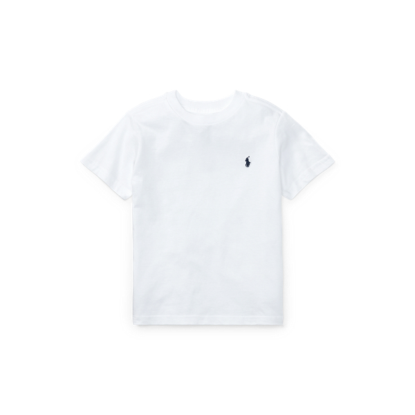 White Cotton Jersey Crewneck Tee Boys 2-7 for back to school 1