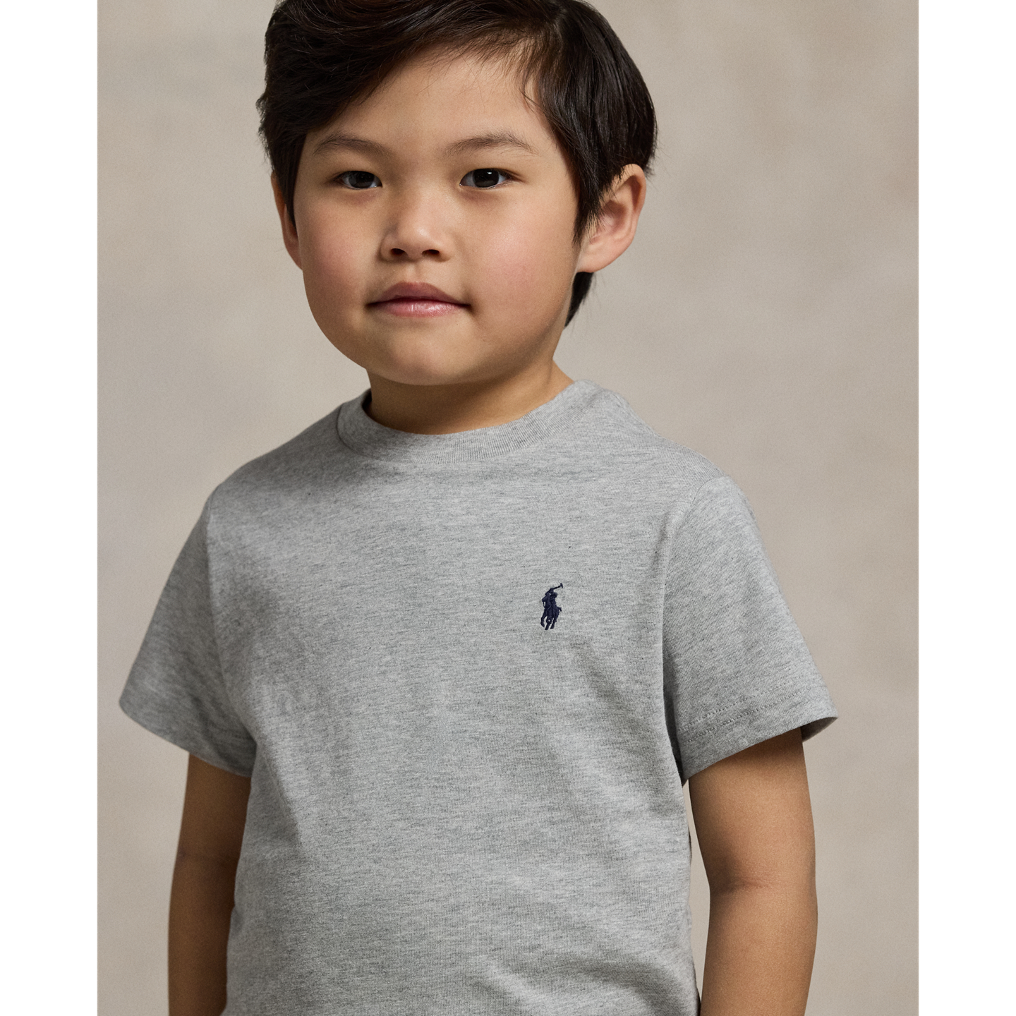 Детская футболка Ralph Lauren Cotton Jersey Crewneck, цвет: Меланжевый — фото 3