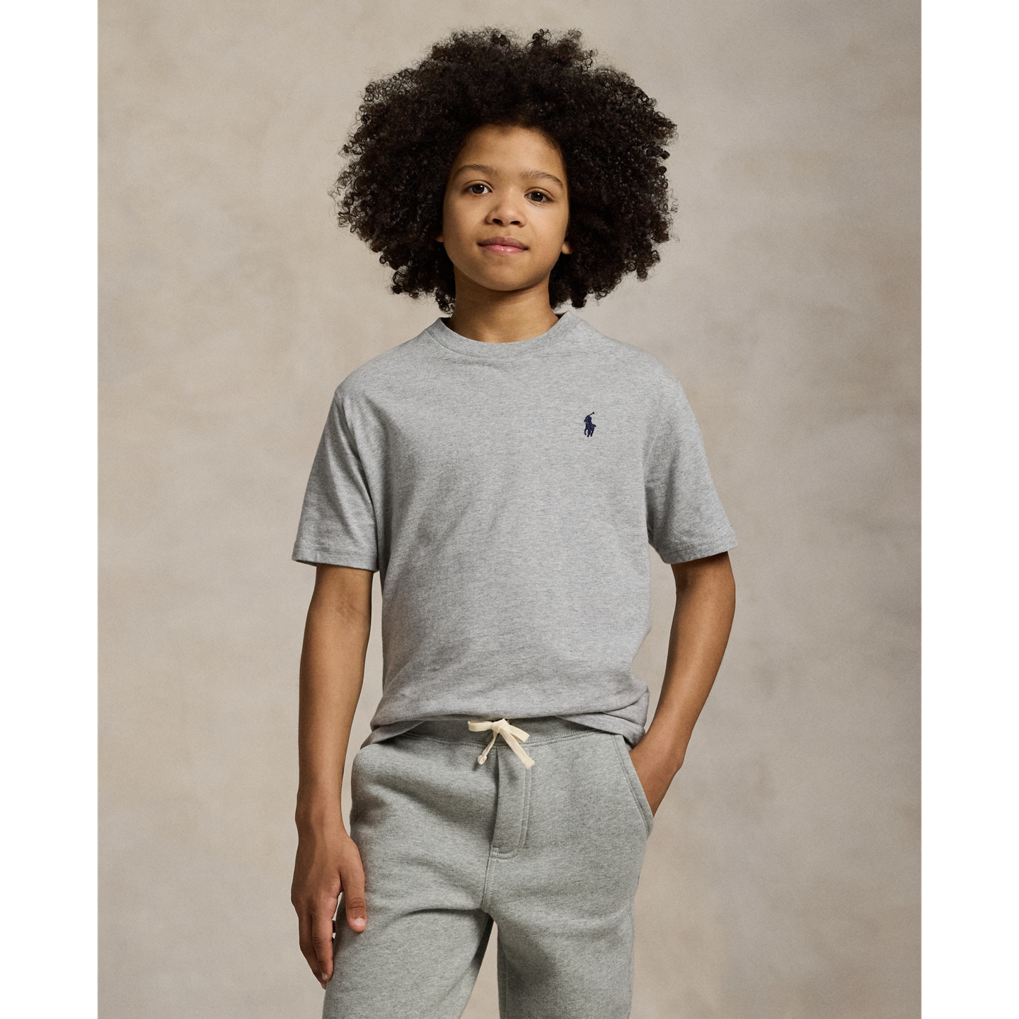 Детская футболка Ralph Lauren Cotton Jersey Crewneck, цвет: Меланжевый — фото 4