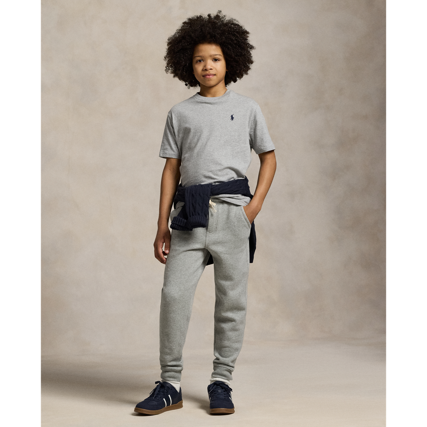 Детская футболка Ralph Lauren Cotton Jersey Crewneck, цвет: Меланжевый — фото 2