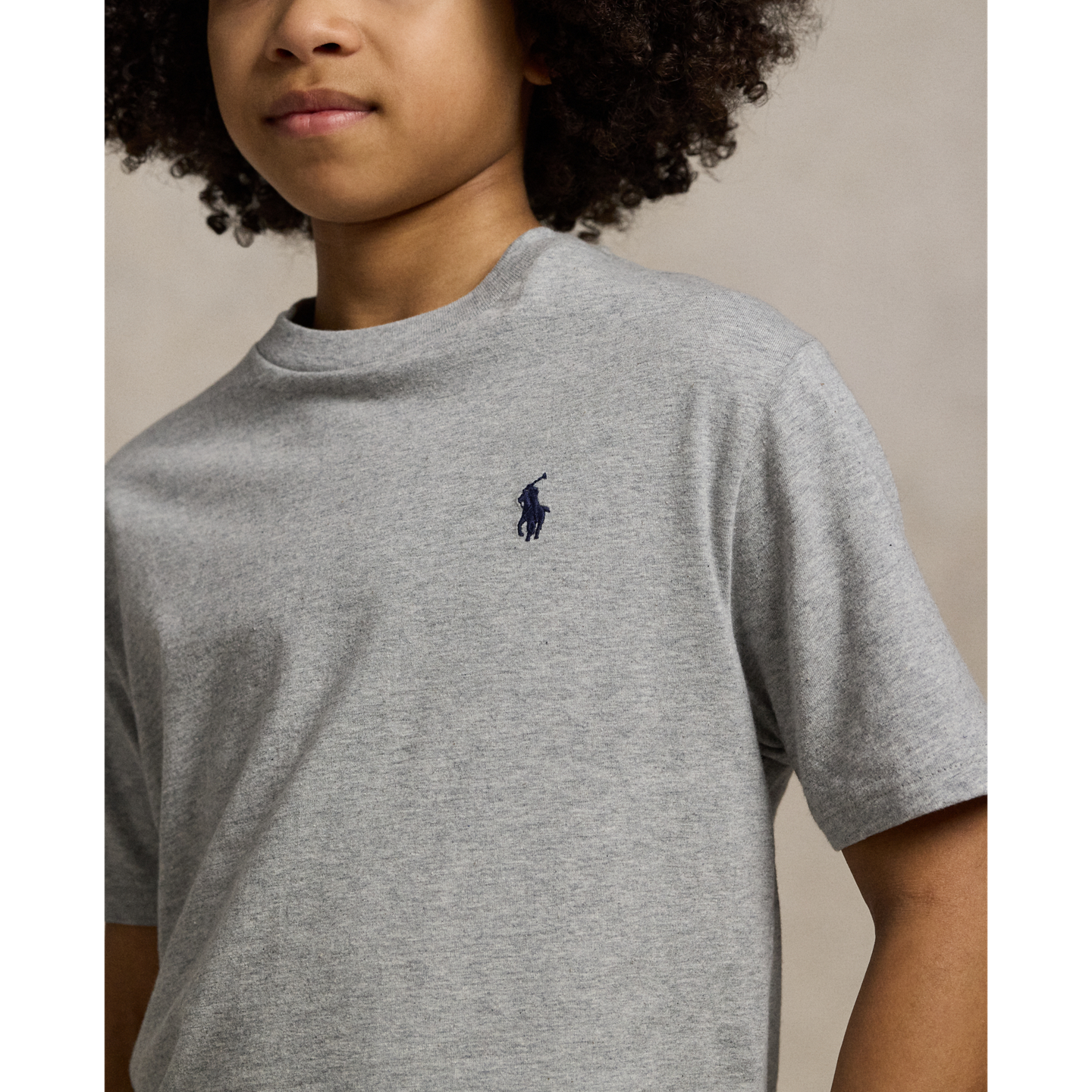 Детская футболка Ralph Lauren Cotton Jersey Crewneck, цвет: Меланжевый — фото 3