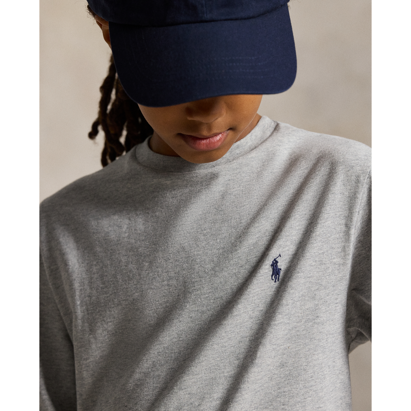 Детская футболка Ralph Lauren Cotton Jersey Long-Sleeve, цвет: Меланжевый — фото 3