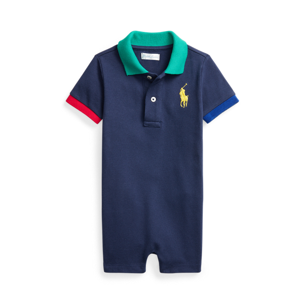 Big Pony Cotton Mesh Polo Shortall Baby Boy em 1
