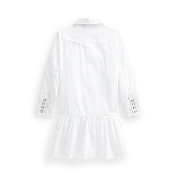 White Embroidered Cotton Poplin Shirtdress Girls 2-6x 2