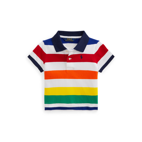 Polo corta in piqu&eacute; di cotone a righe Girls 1.5-6.5 Years in 1