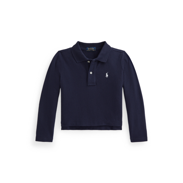 Boxy Cotton Mesh Polo Shirt Girls 1.5-6.5 Years 1