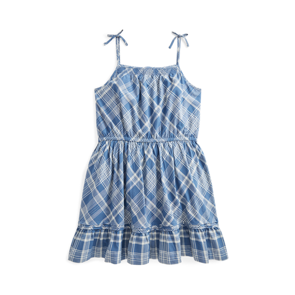 Blue/White Plaid Cotton Dress Girls 7-16 2