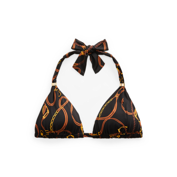 Bridle-Print Halter Bikini Top Lauren 1