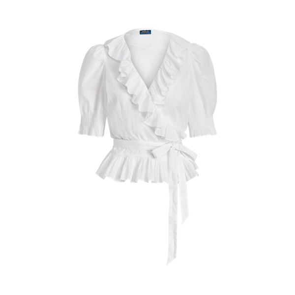 Ruffle-Trim Cotton Wrap Blouse Polo Ralph Lauren in 1