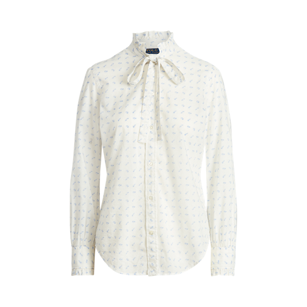 Daisy Cotton Tie-Neck Shirt Polo Ralph Lauren in 1