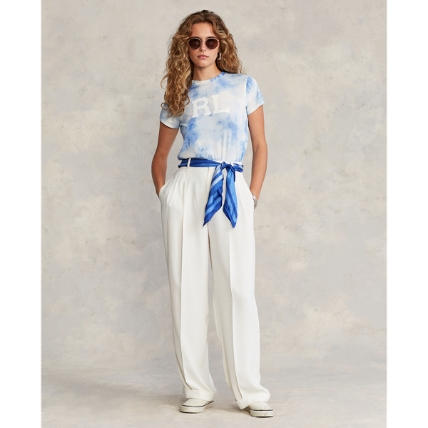 Maglietta in jersey con stampa scolorita Polo Ralph Lauren in Indaco scolorito 4