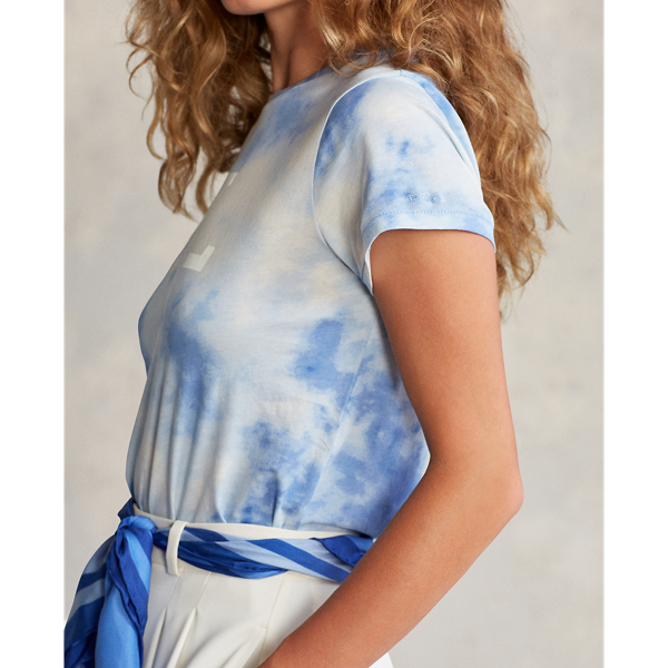 Maglietta in jersey con stampa scolorita Polo Ralph Lauren in Indaco scolorito 6