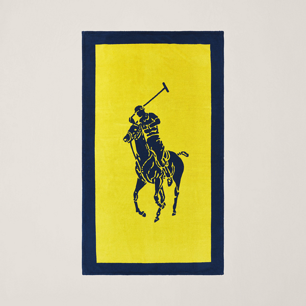 Yellow / Navy Pony Jacquard Beach Towel Ralph Lauren Home 1