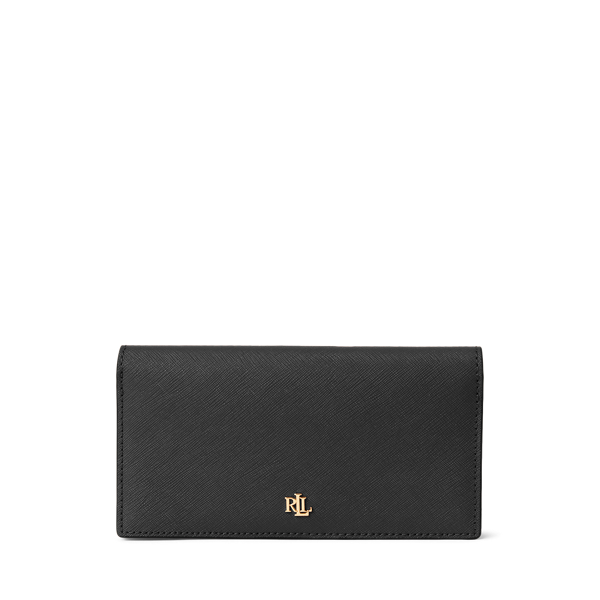 Black Crosshatch Leather Slim Wallet Lauren 1