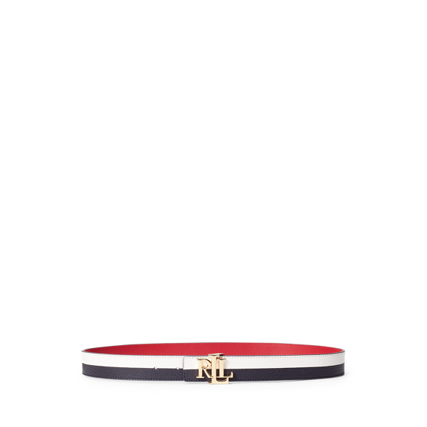 Colour-Blocked Reversible Leather Belt