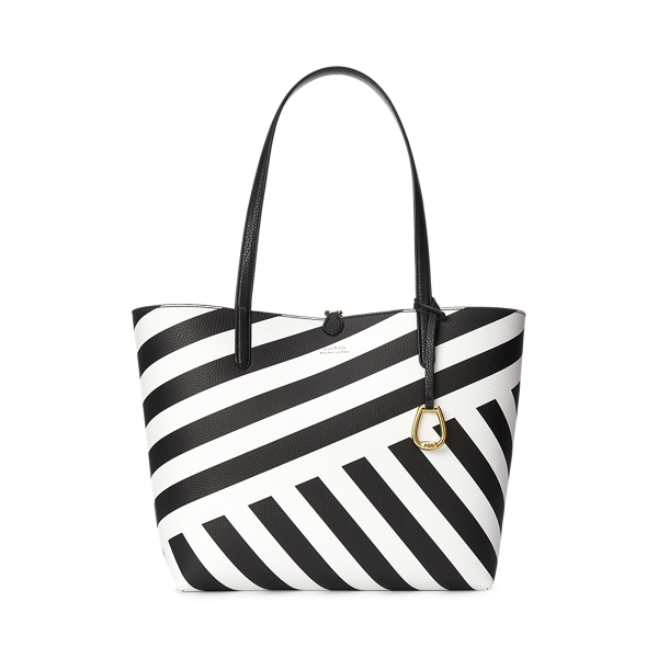 Cabas r&eacute;versible ray&eacute; en cuir vegan