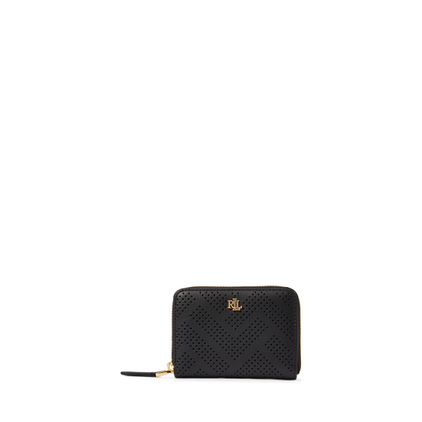 Perforated Leather Zip Wallet