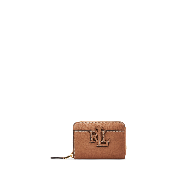 Logo Pebbled Leather Zip Wallet Lauren 1