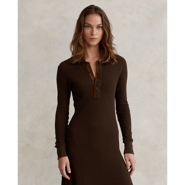 Mohican Brown Suede-Trim Henley Dress Polo Ralph Lauren 4
