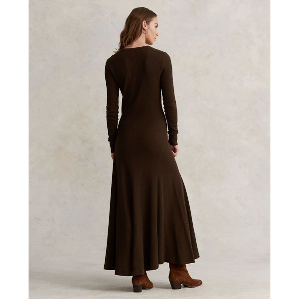 Mohican Brown Suede-Trim Henley Dress Polo Ralph Lauren 5