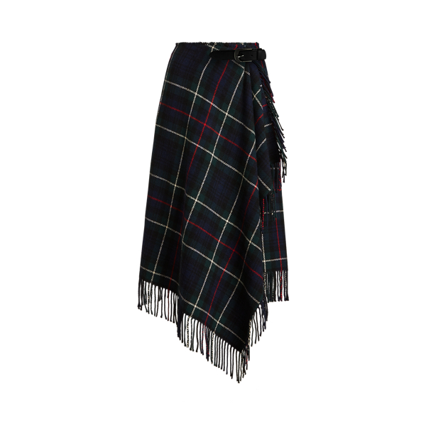 Gonna a portafoglio scozzese con frange Polo Ralph Lauren in Navy Multi Plaid 2