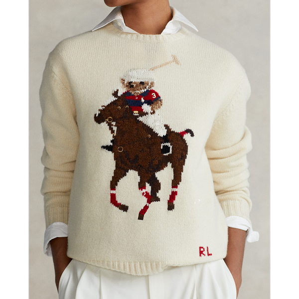 Pullover mit gesticktem Polo Bear Polo Ralph Lauren in Creme multi 5