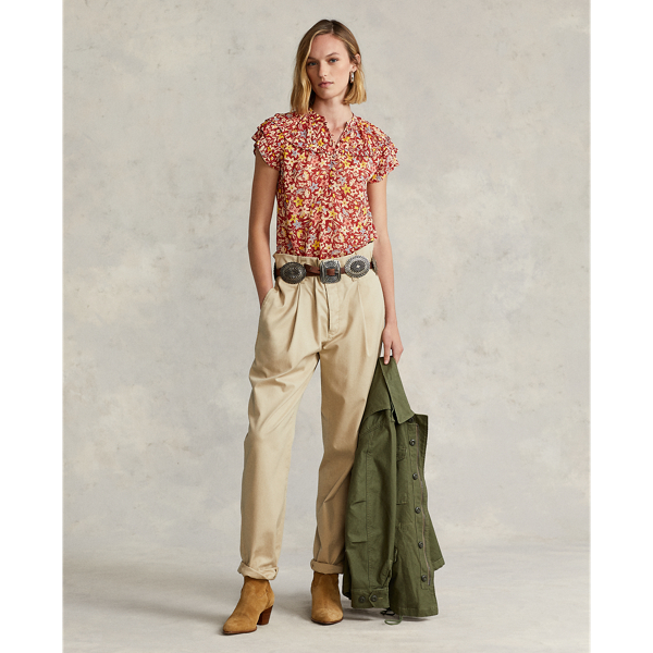 1120 Bandana Floral Floral Crepe Blouse Polo Ralph Lauren 4