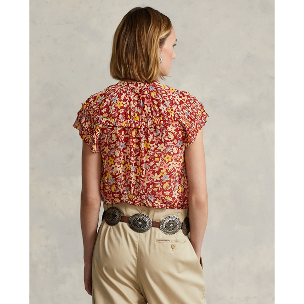 1120 Bandana Floral Floral Crepe Blouse Polo Ralph Lauren 5