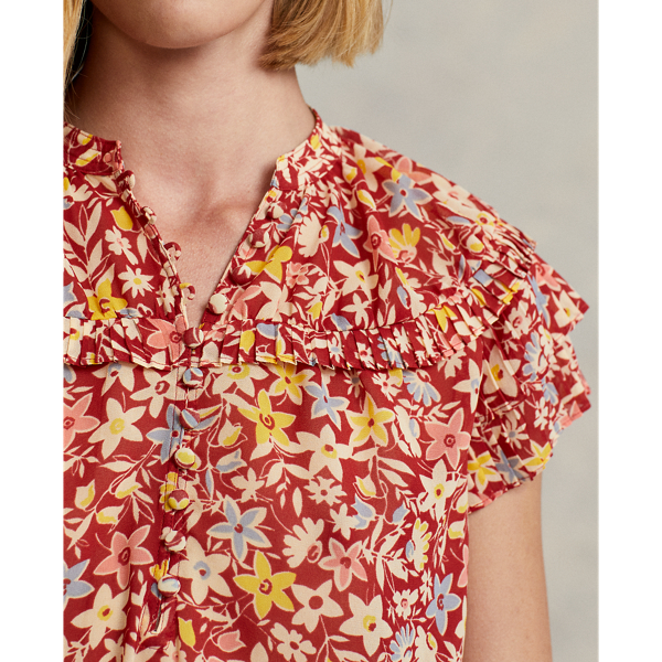 1120 Bandana Floral Floral Crepe Blouse Polo Ralph Lauren 6