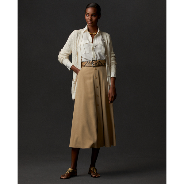 Silk Long-Sleeve Cardigan Sweater Ralph Lauren Collection em Collection Cream 4