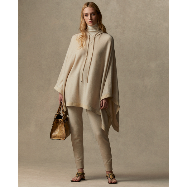 Oatmeal Melange Cashmere Hooded Poncho Jumper Ralph Lauren Collection 4