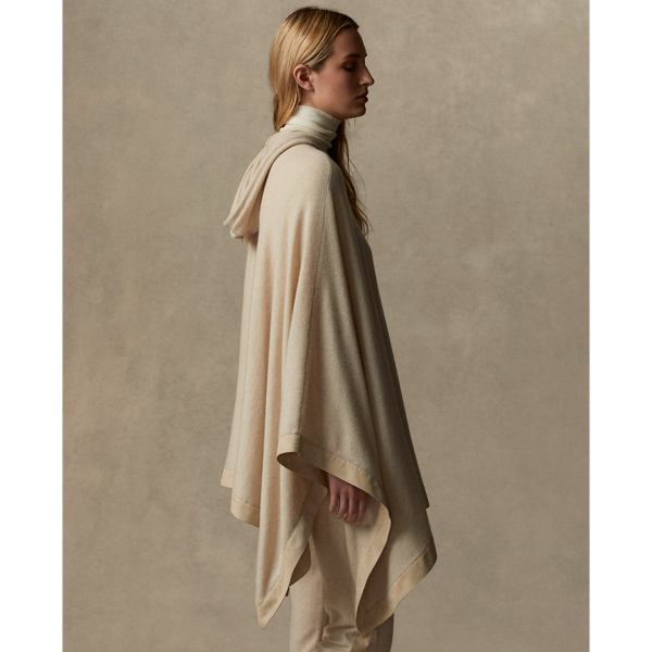 Oatmeal Melange Cashmere Hooded Poncho Jumper Ralph Lauren Collection 5