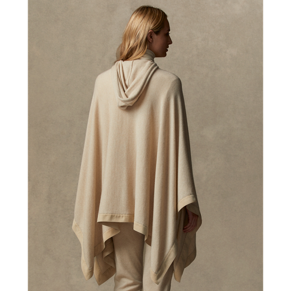 Oatmeal Melange Cashmere Hooded Poncho Jumper Ralph Lauren Collection 6