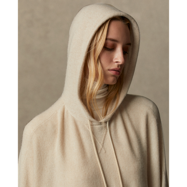 Oatmeal Melange Cashmere Hooded Poncho Jumper Ralph Lauren Collection 7