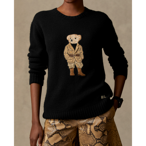 Safari Polo Bear Cashmere Sweater Ralph Lauren Collection in Black 6