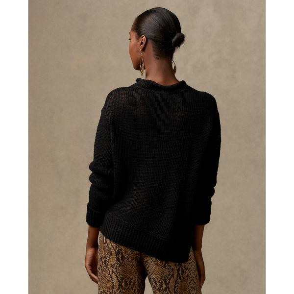 Linen Rolled-Mockneck Sweater Ralph Lauren Collection in Black 5