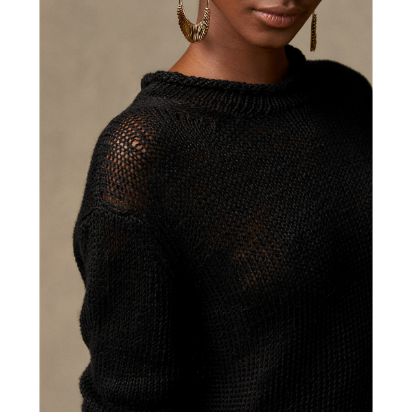 Linen Rolled-Mockneck Sweater Ralph Lauren Collection in Black 6