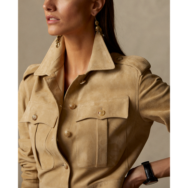 Safari Tan Beck Lamb-Suede Jacket Ralph Lauren Collection 6