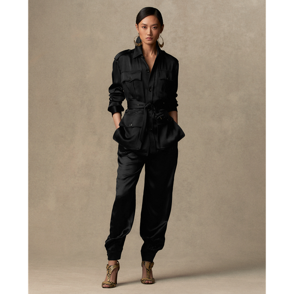 Tasha Double-Faced Satin Jacket Ralph Lauren Collection in Black 4