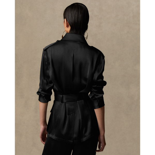 Tasha Double-Faced Satin Jacket Ralph Lauren Collection in Black 5