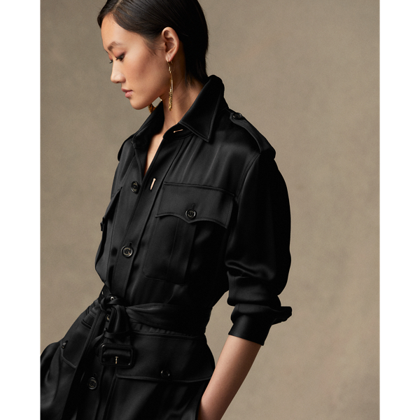 Tasha Double-Faced Satin Jacket Ralph Lauren Collection in Black 6