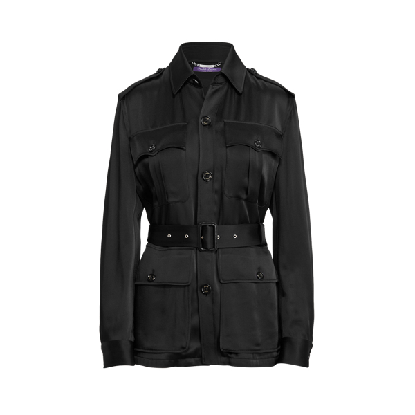 Tasha Double-Faced Satin Jacket Ralph Lauren Collection in Black 2