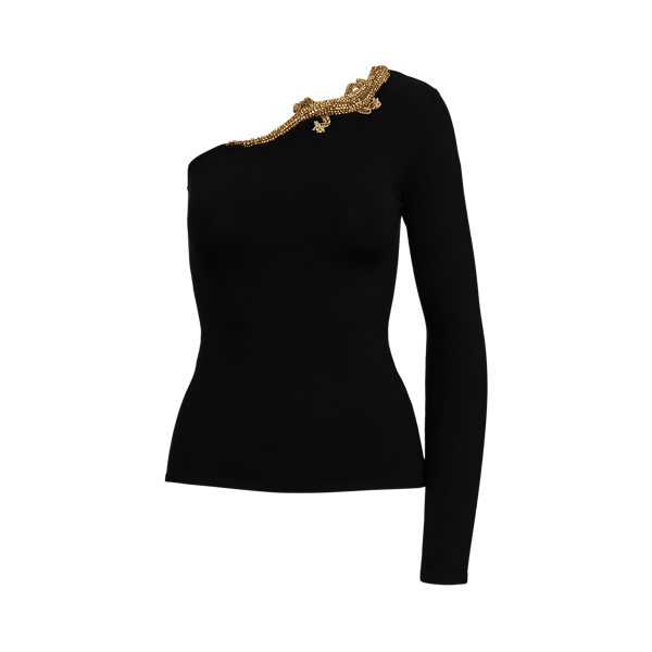 Black Embellished Gecko One-Shoulder Jumper Ralph Lauren Collection 2
